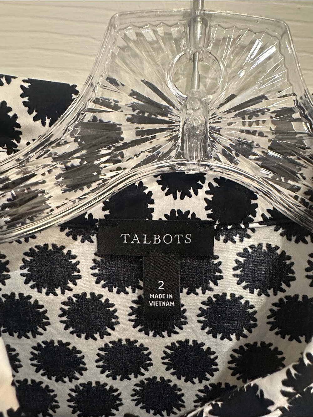 Talbots Black & White Polka Floral Shirtwaist Dress - Picture 2 of 4